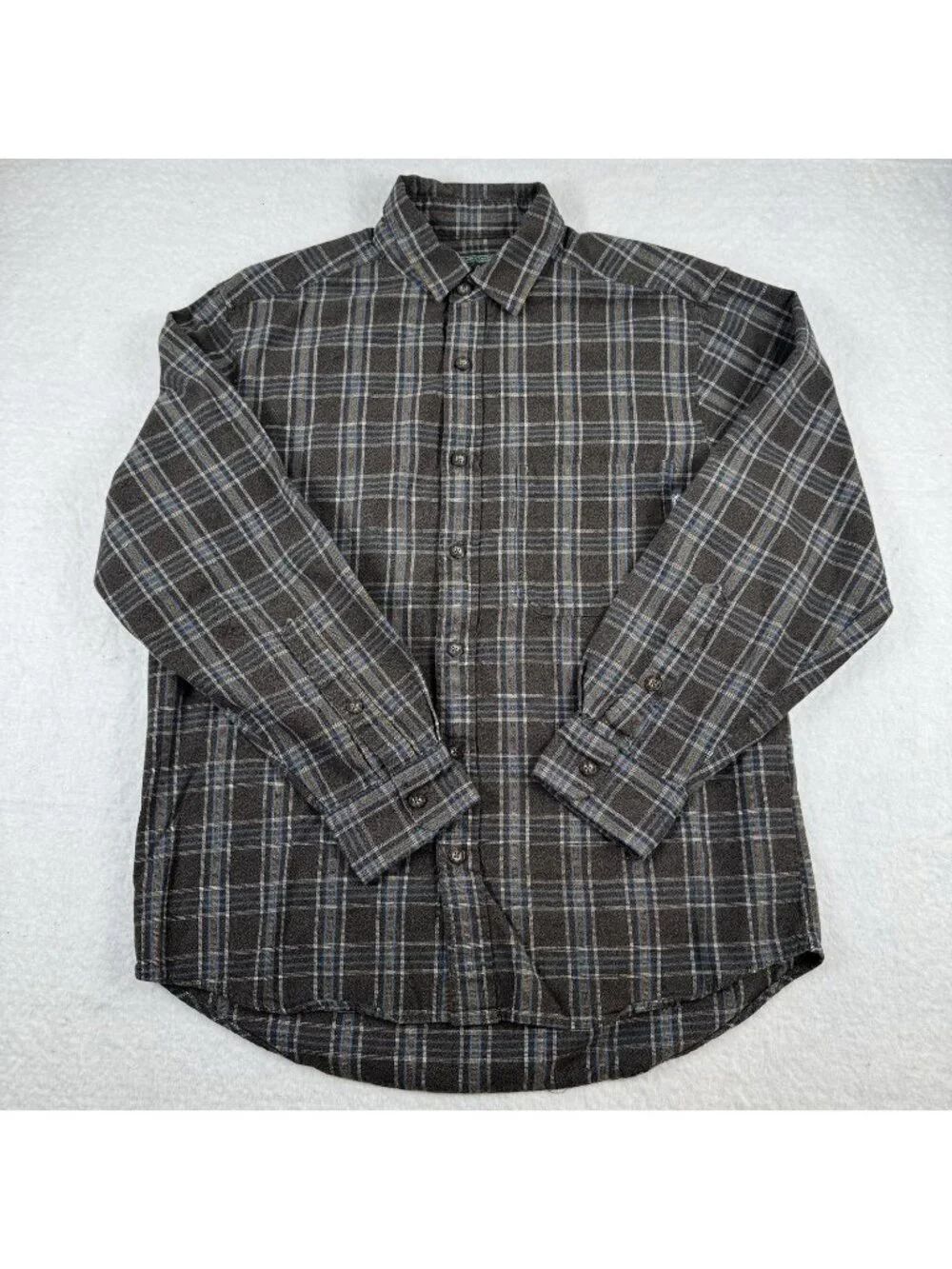 Woolrich Shirt Mens Size M Brown Plaid Flannel Long Sleeve Outdoor Casual